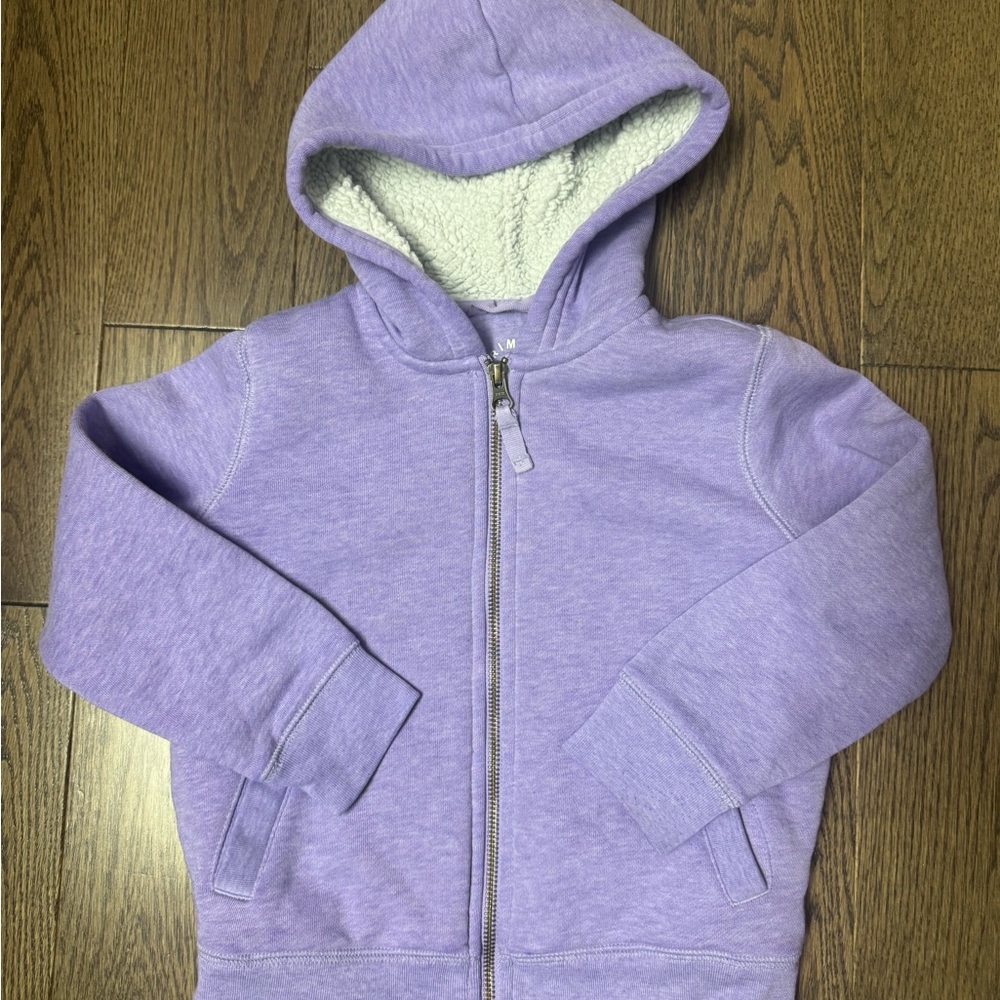 Primary Lavender Zip Hoodie with Sherpa Lining size 5